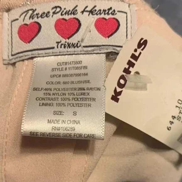 Three pink hearts glitter Chevron button back blouse - Picture 2 of 4